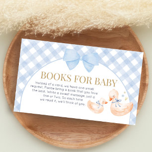 Blauw Gingham Dwaze Gans Badboeken voor Baby Informatiekaartje