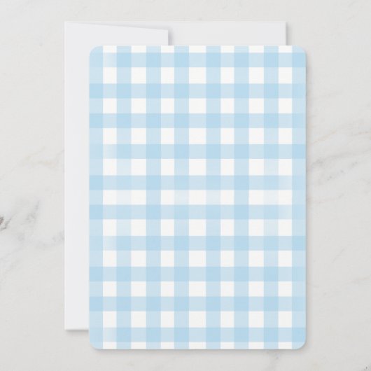 Blauw Gingham Eén Gouden Jaar 1e Verjaardag Puppy Kaart (Achterkant)