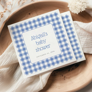 Blauw Gingham Geruit Landelijke Jongens Baby Borre Servet