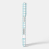 Blauw Gingham Geruit Monogram Aangepaste Case-Mate iPhone Case (Achterkant / Rechts)