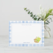 Blauw Gingham Hortensia Bloem Bedankt (Staand voorkant)