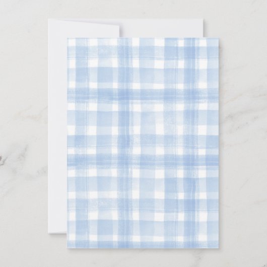 Blauw Gingham Hortensia Bloem Bedankt (Achterkant)