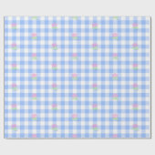 Blauw Gingham-inpakpapier Cadeaupapier (Vlak)