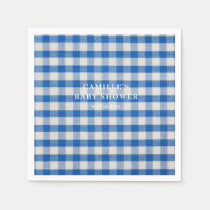 Blauw Gingham Jongens Baby Shower Servet