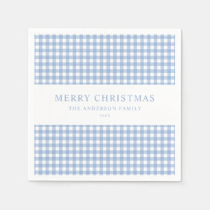 Blauw Gingham Kerstmis Servet