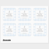 Blauw Gingham Konijn Ex-Libris Sticker (Vel)