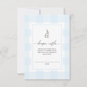 Blauw Gingham Konijn Luierloterij Bijgevoegde kaar Kaart