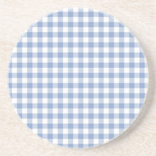Blauw Gingham Landelijk Zandsteen Onderzetter