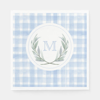 Blauw Gingham Laurel Crest papier Servet