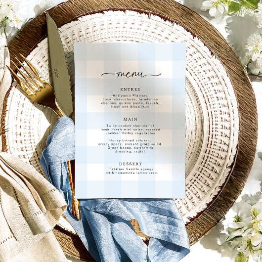 Blauw Gingham Menu