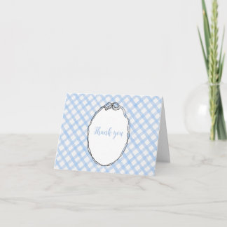 Blauw Gingham met Strik Bedankkaart