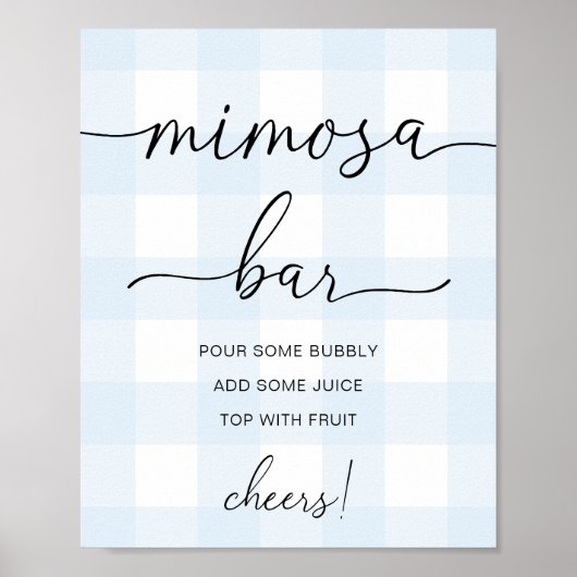 Blauw Gingham Mimosa Bar Bord Poster (Voorkant)
