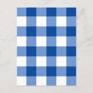 Blauw gingham patroon briefkaart