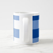 Blauw gingham patroon extra grote beker (Achterkant)