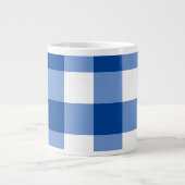 Blauw gingham patroon extra grote beker (Voorkant)