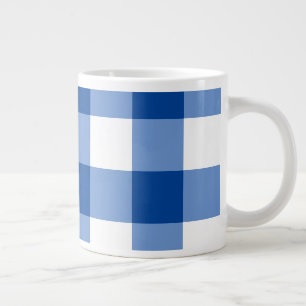 Blauw gingham patroon extra grote beker