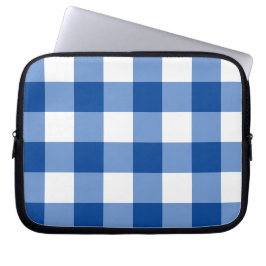 Blauw gingham patroon laptop sleeve