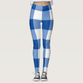 Blauw gingham patroon leggings (Voorkant)