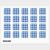 Blauw gingham patroon vierkante sticker (Vel)
