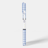 Blauw Gingham Plaid Bloem Monogram Case-Mate iPhone Case (Achterkant / Links)