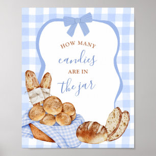 Blauw Gingham Plaid Broodje in de oven Spelbord Poster