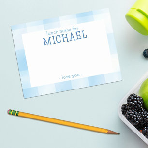 Blauw Gingham Plaid Kinderen Gepersonaliseerde Lun Post-it® Notes