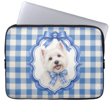 Blauw Gingham Preppy West Highland Terrier Compute