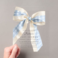 Blauw Gingham Ruitjes Boog Cute Baby Shower