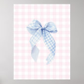 Blauw Gingham Strik Wanddecoratie Poster (Voorkant)