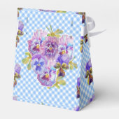 Blauw Gingham Viooltje Bloemige Trouwfeestcake Bedankdoosjes (Achterkant)