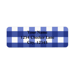 Blauw Gingham Zomer Landelijk BBQ Geruit Etiket