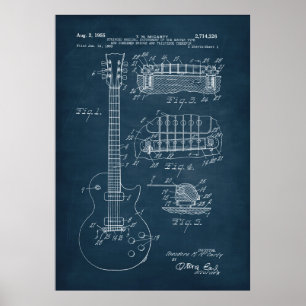 Blauw   Gitaar Patent Poster