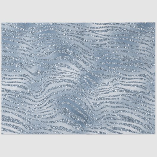 Blauw Glam Glitter Zebra Print Tissuepapier (Voorkant)