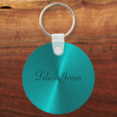 Blauw glanzend faux metal monogram sleutelhanger (Voorkant)