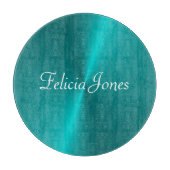 Blauw glanzend faux metal monogram snijplank (Voorkant)