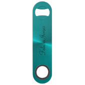 Blauw glanzend faux metal monogram speed flessenopener (Voorkant)