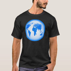 Blauw glanzend Wereldbol T-shirt