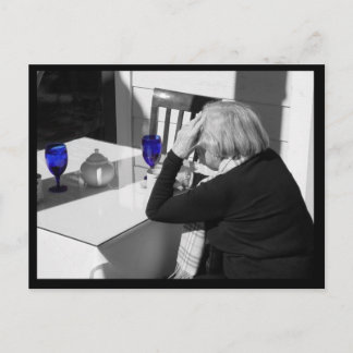 Blauw glas briefkaart