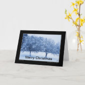 Blauw glas en winterappels Kerst Kaart (Gele Bloem)