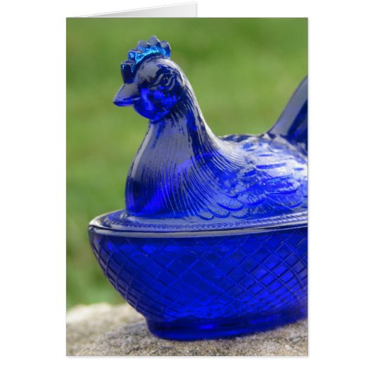 blauw glas Hen (Voorkant)