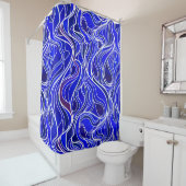 Blauw Glas in lood Abstract Douchegordijn (In situ)