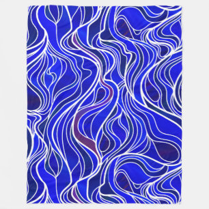 Blauw Glas in lood Abstract Fleece Deken