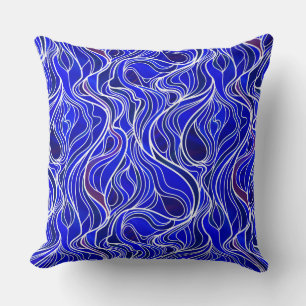 Blauw Glas in lood Abstract Kussen
