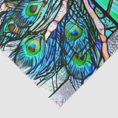 Blauw Glas in lood van pacock Tissuepapier (Detail)