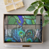 Blauw Glas in lood van pacock Tissuepapier (Geschenk)