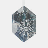 Blauw glas ornament (Voorkant links)