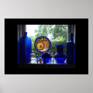 Blauw glas poster