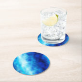 Blauw glas ronde kartonnen onderzetter (Insitu)