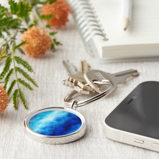 Blauw glas sleutelhanger (Zijkant)