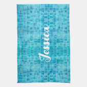 Blauw glas tegelblokken mozaïek theedoek (Verticaal)